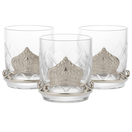 Silvet Crown Votive Holder, Etched Glass - Set of 3