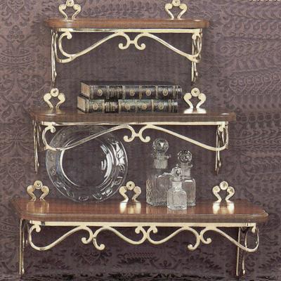 Wood And Brass Shelves - Set of 3