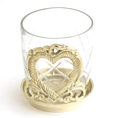 Glass Cup On Heart Base - Set of 3