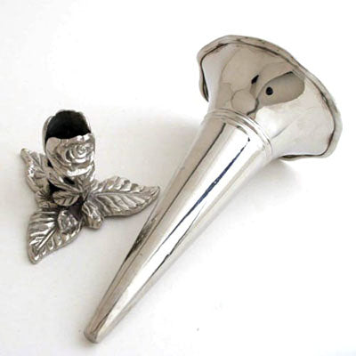 Silver 5" Tussie Mussie Bouquet Holder with Matching Base - Set of 2 Tussy Mussy and 2 Holders