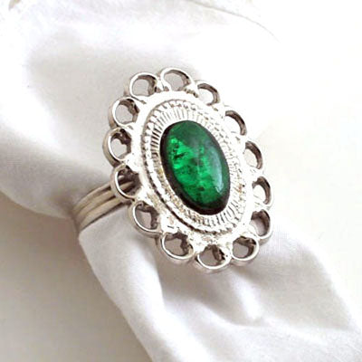 Nickel Napkin Ring Green - Set of 4