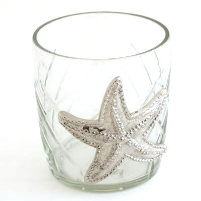 Nickel Starfish On Glass - Set of 3