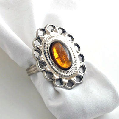 Nickel Napkin Ring Amber - Set of 4