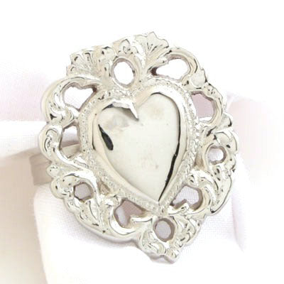 Nickel Heart Napkin Ring - Set of 4