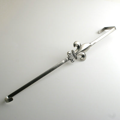Brushed Nickel 15" H Fleur de Lis Wreath hanger - Set of 2