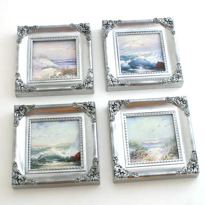 Oil Sea Silver Frame - Set of 4